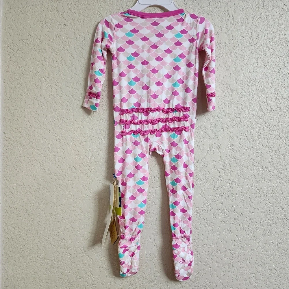 NWT 9-12m‎ KICKEE PANTS Ruffle Butt Bamboo Mermaid Tulip Scales Zippy